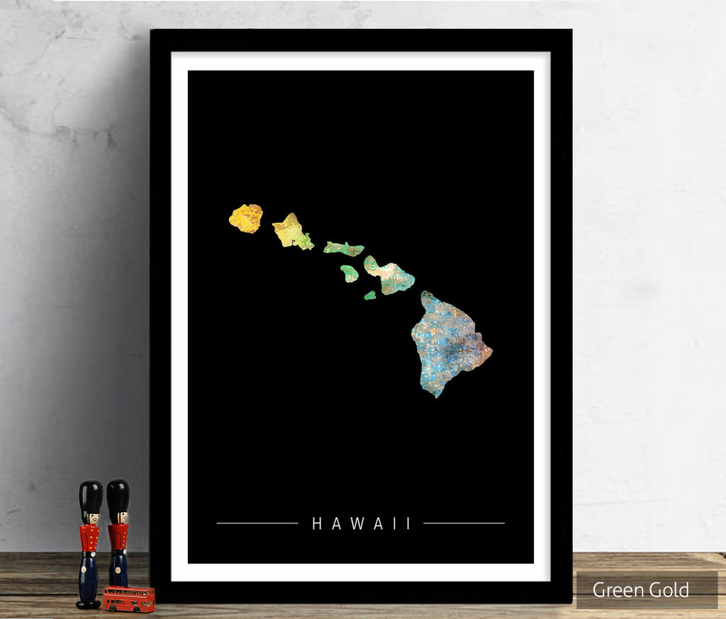 Hawaii Map: Island Map of Hawaii - Sunset Series Art Print