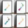 New Zealand Map: Country Map of New Zealand  - Nature Series Art Print