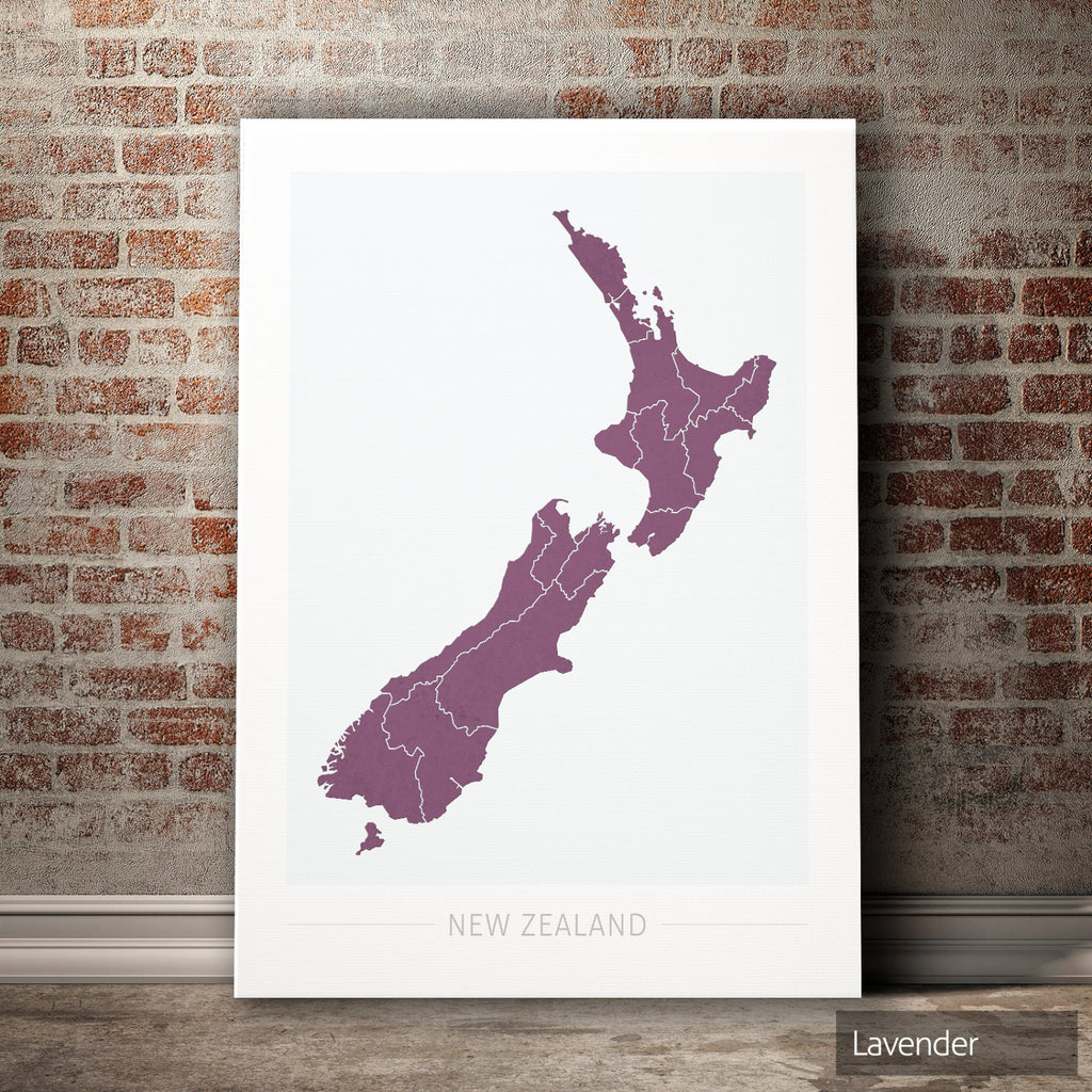New Zealand Map: Country Map of New Zealand - Colour Series Art Print