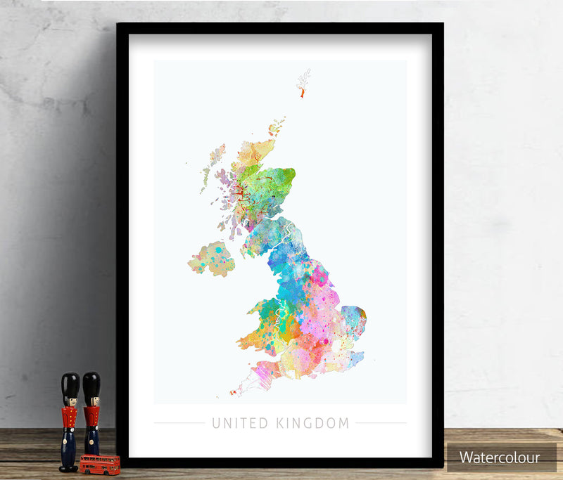 United Kingdom Map: Country Map of United Kingdom - Sunset Series Art Print