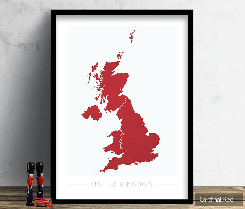 United Kingdom Map: Country Map of United Kingdom - Colour Series Art Print