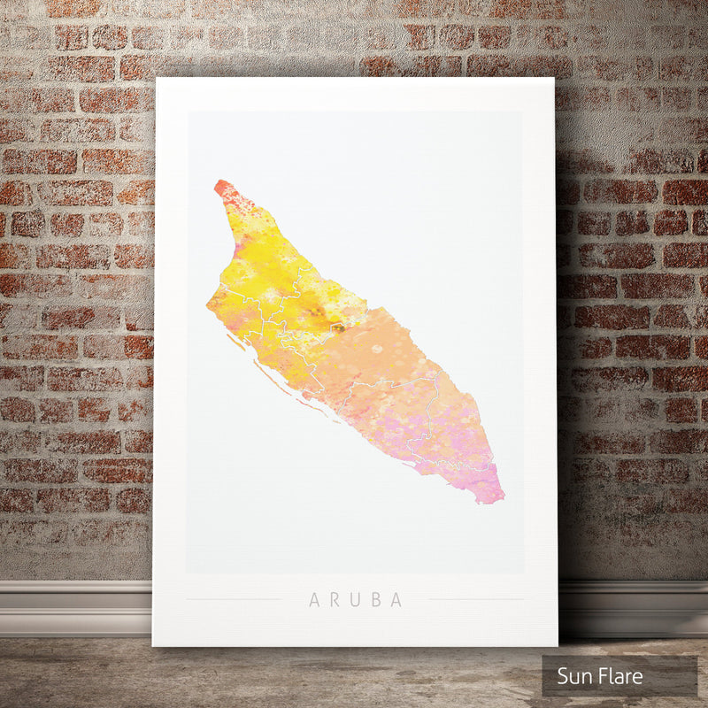 Aruba Map: Country Map of Aruba  - Nature Series Art Print