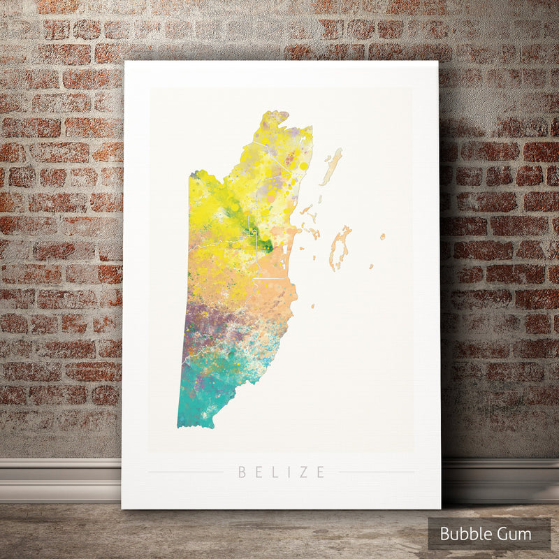 Belize Map: Country Map of Belize  - Nature Series Art Print