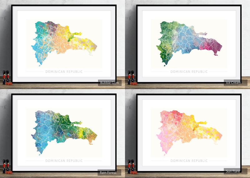 Dominican Republic Map: Country Map  - Nature Series Art Print