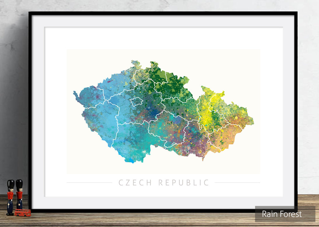 Czech Republic Map: Country Map of Czech Republic  - Nature Series Art Print