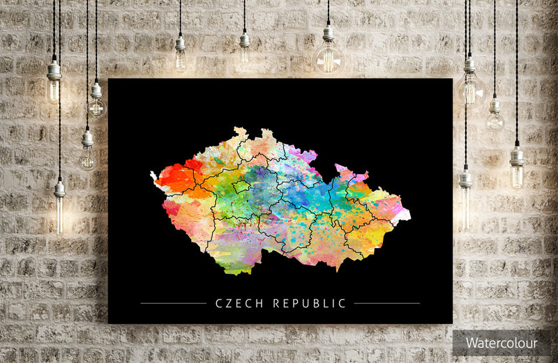 Czech Republic Map: Country Map of Czech Republic - Sunset Series Art Print