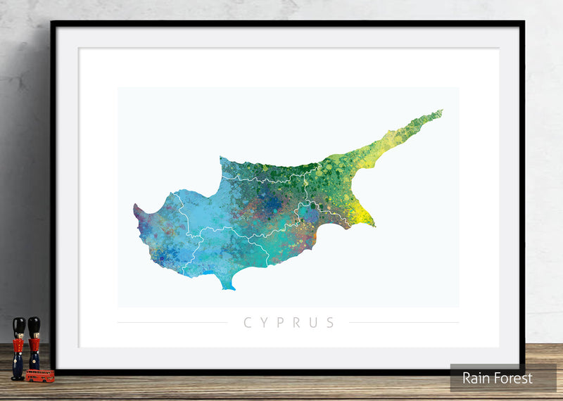 Cyprus Map: Country Map of Cyprus  - Nature Series Art Print