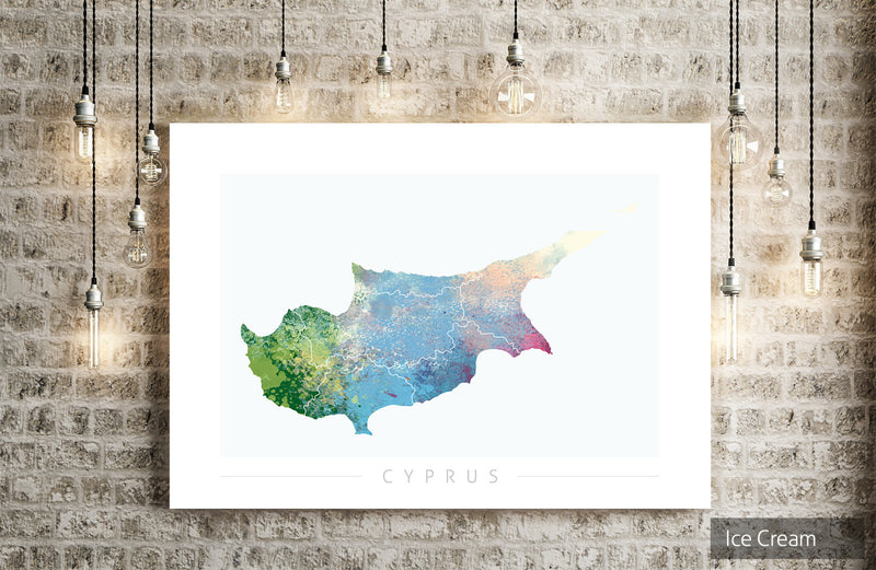 Cyprus Map: Country Map of Cyprus  - Nature Series Art Print