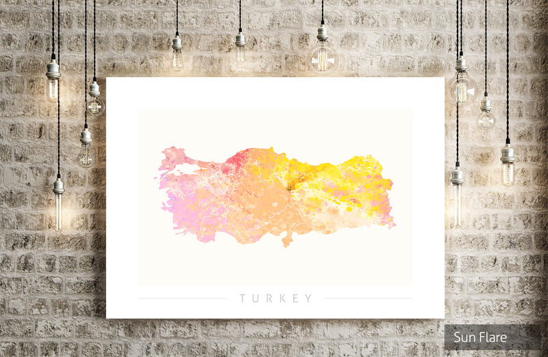 Turkey Map: Country Map of Turkey  - Nature Series Art Print
