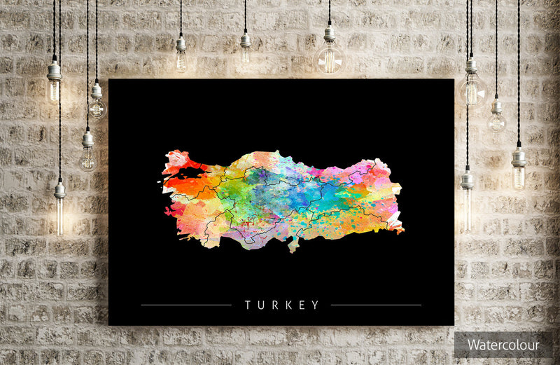 Turkey Map: Country Map of Turkey - Sunset Series Art Print
