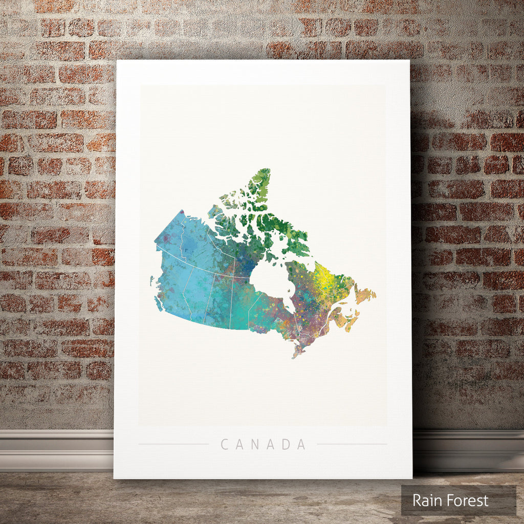 Canada Map: Country Map of Canada  - Nature Series Art Print