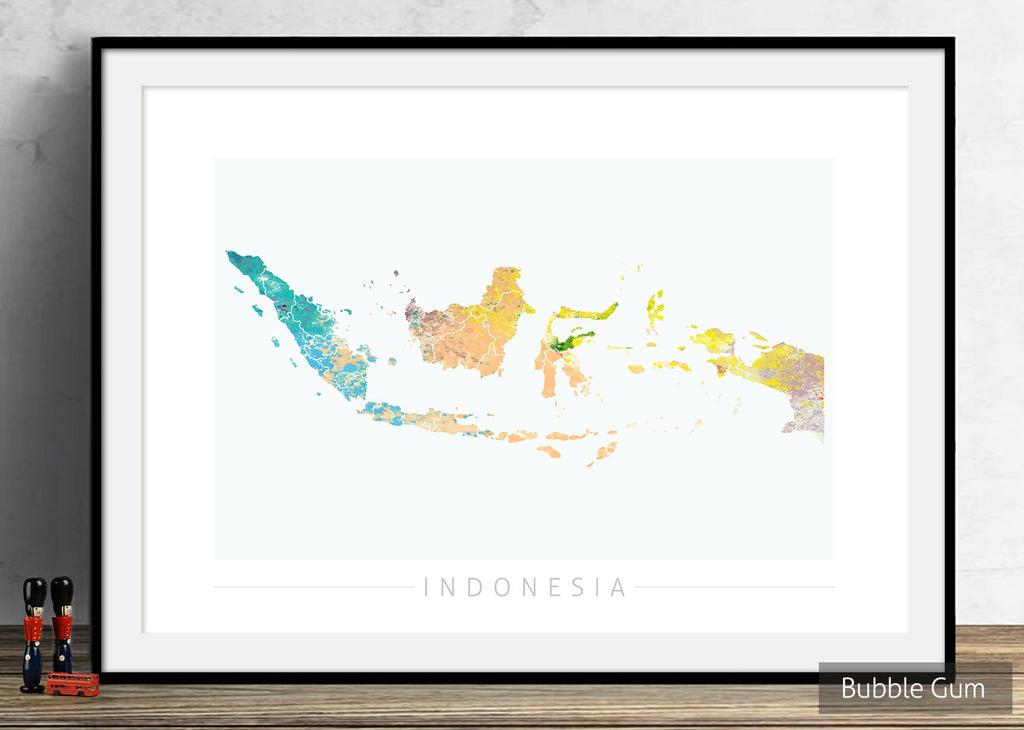 Indonesia Map: Country Map of Indonesia  - Nature Series Art Print