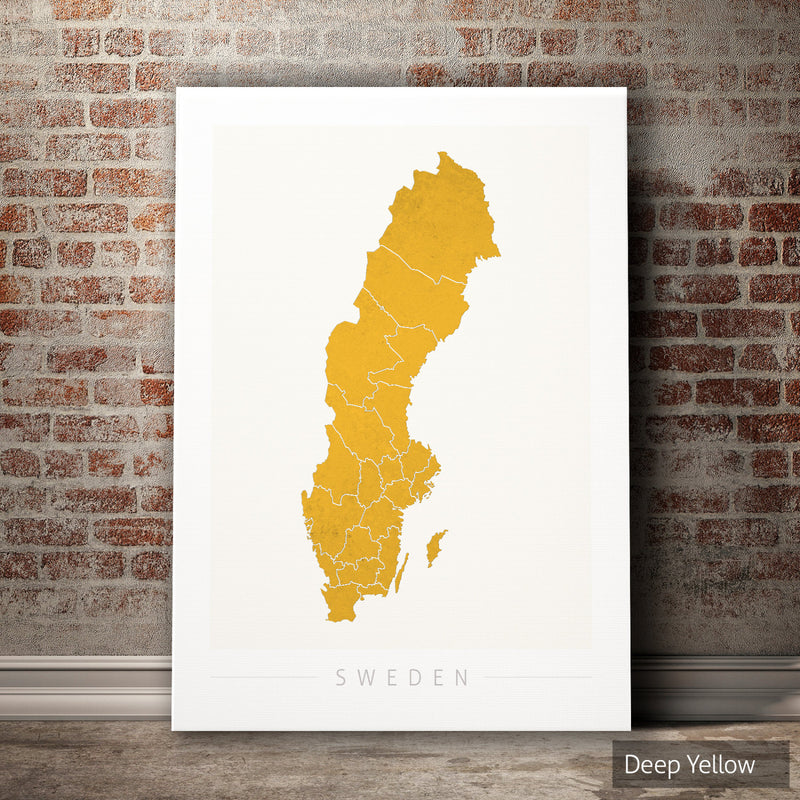 Sweden Map: Country Map of Sweden - Colour Series Art Print