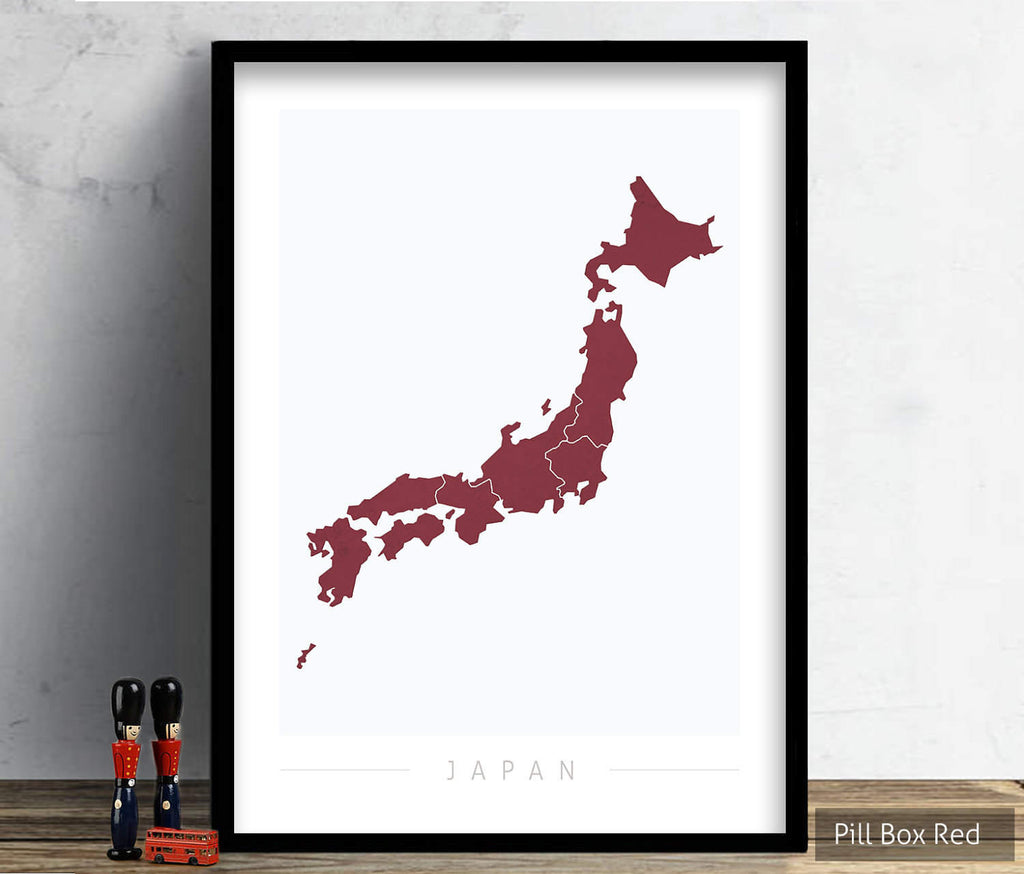 Japan Map: Country Map of Japan - Colour Series Art Print