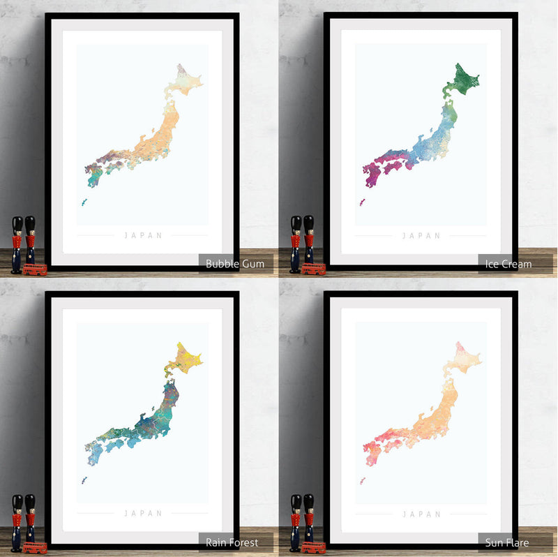 Japan Map: Country Map of Japan  - Nature Series Art Print