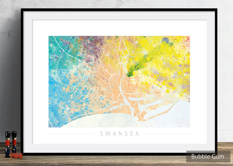 Swansea Map: City Street Map of Swansea, England - Nature Series Art Print