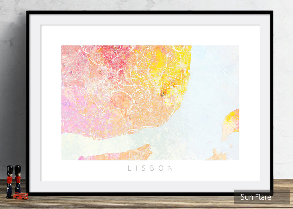 Lisbon Map: City Street Map of Lisbon, Portugal - Nature Series Art Print