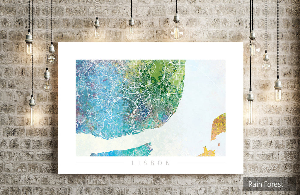 Lisbon Map: City Street Map of Lisbon, Portugal - Nature Series Art Print