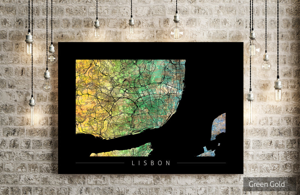 Lisbon Map: City Street Map of Lisbon, Portugal - Sunset Series Art Print