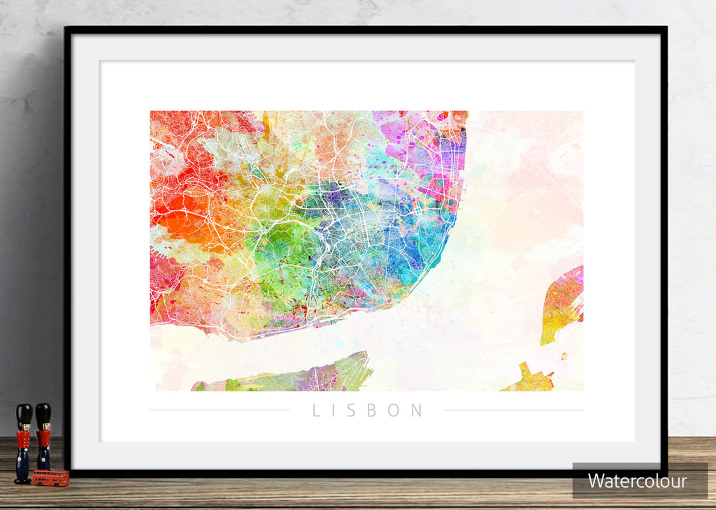 Lisbon Map: City Street Map of Lisbon, Portugal - Sunset Series Art Print