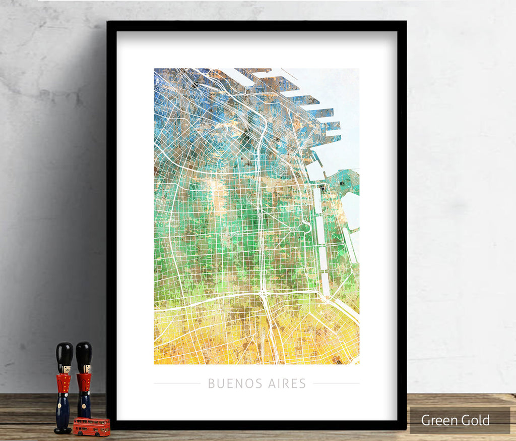 Buenos Aires Map: City Street Map, Argentina - Sunset Series Art Print