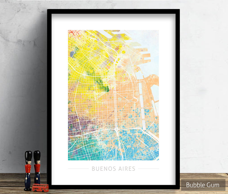 Buenos Aires Map: City Street Map Buenos Aires Argentina - Nature Series Art Print
