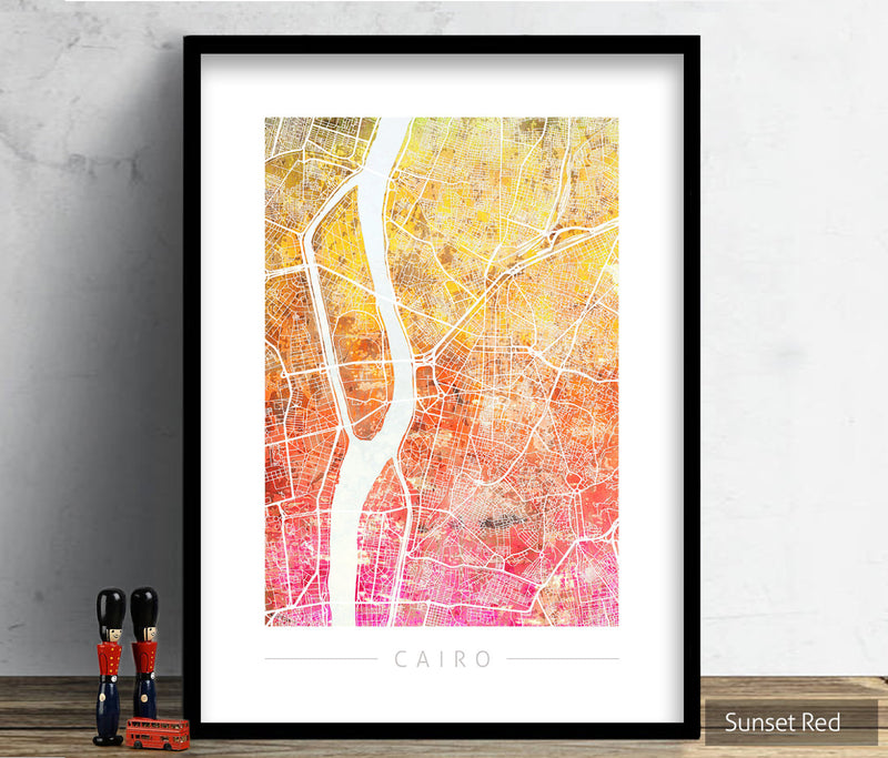 Cairo Map: City Street Map of Cairo, Egypt - Sunset Series Art Print