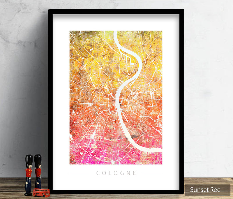 Cologne Map: City Street Map of Cologne, Germany - Sunset Series Art Print