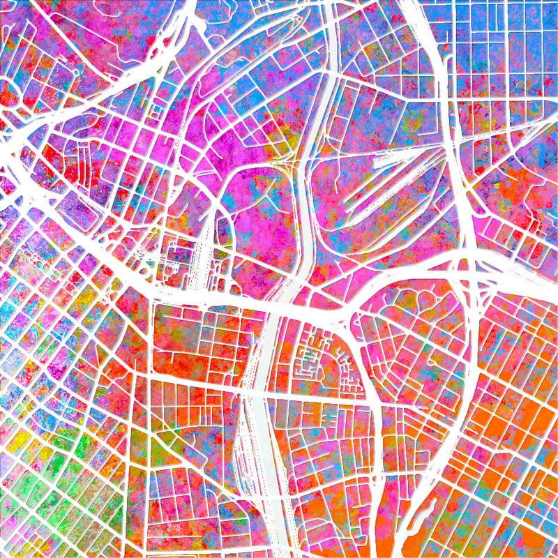 Los Angeles Map: City Street Map of Los Angeles, California - Sunset Series Art Print