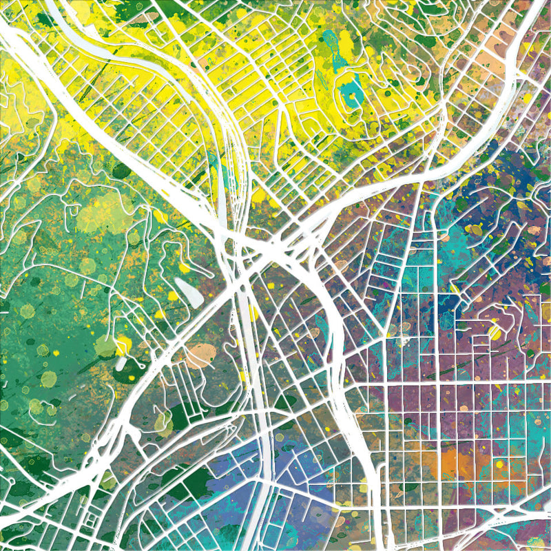 Los Angeles Map: City Street Map, California - Nature Series Art Print