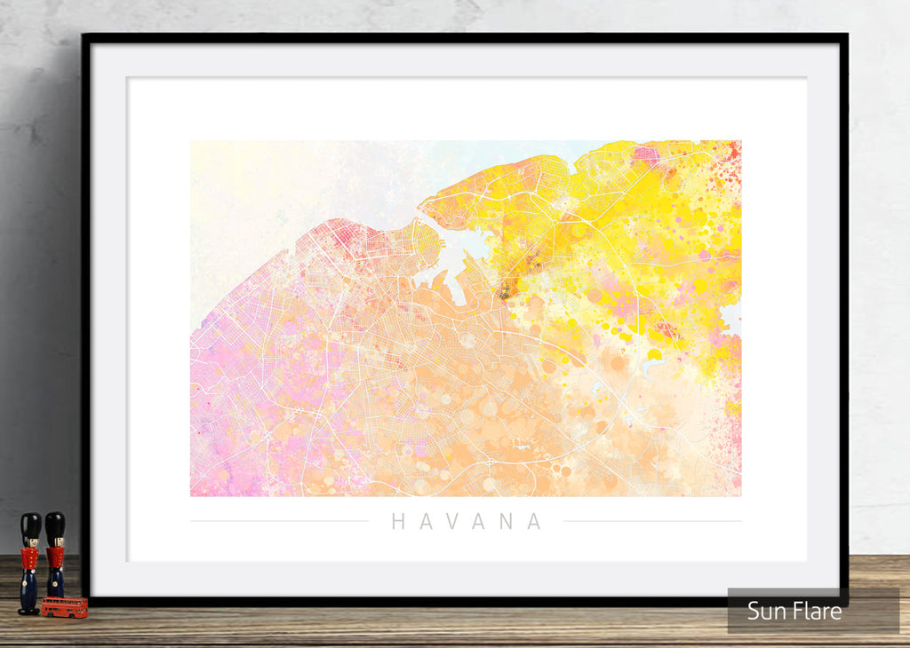 Havana Map: City Street Map of Havana, Cuba - Nature Series Art Print