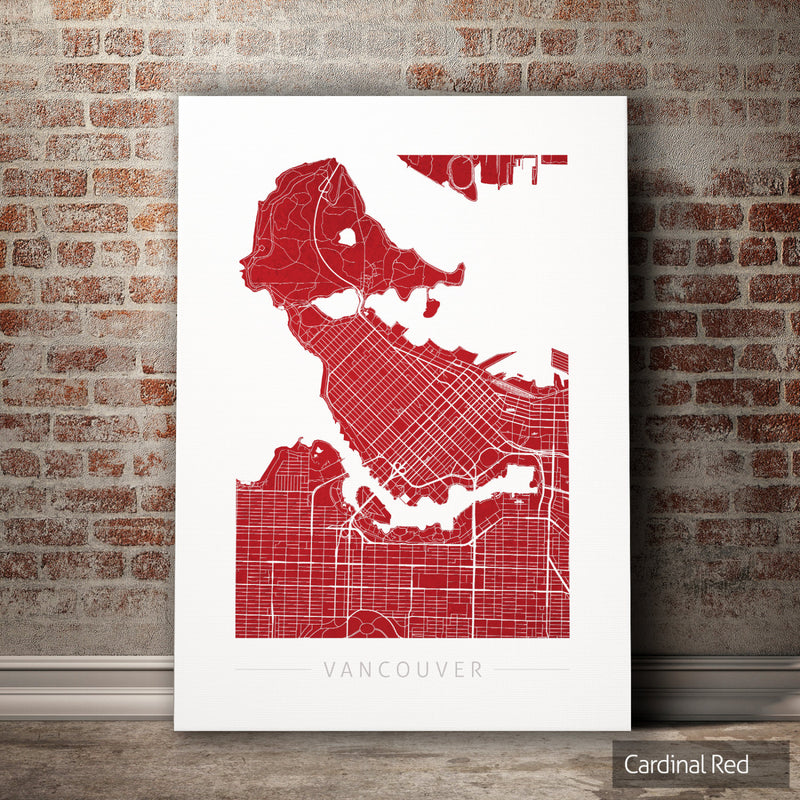 Vancouver Map: City Street Map of Vancouver, Canada - Colour Series Art Print