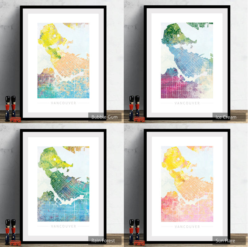 Vancouver Map: City Street Map of Vancouver, Canada - Nature Series Art Print