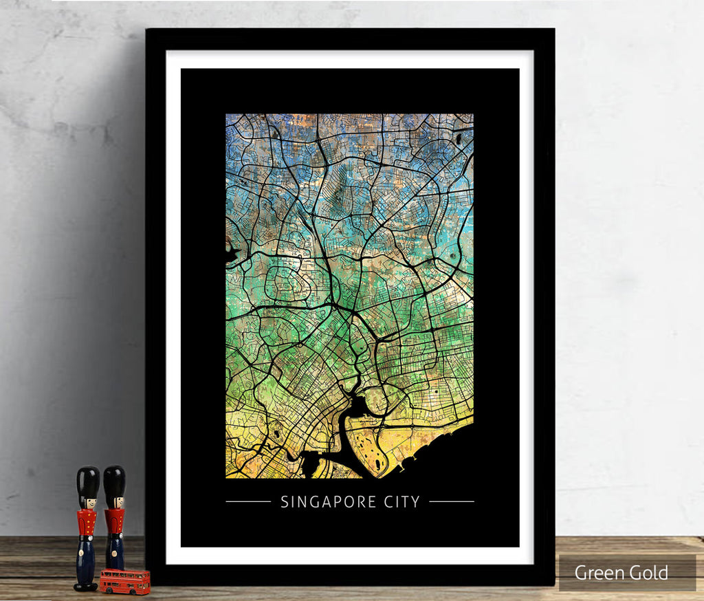 Singapore City Map: City Street Map of Singapore City - Sunset Series Art Print