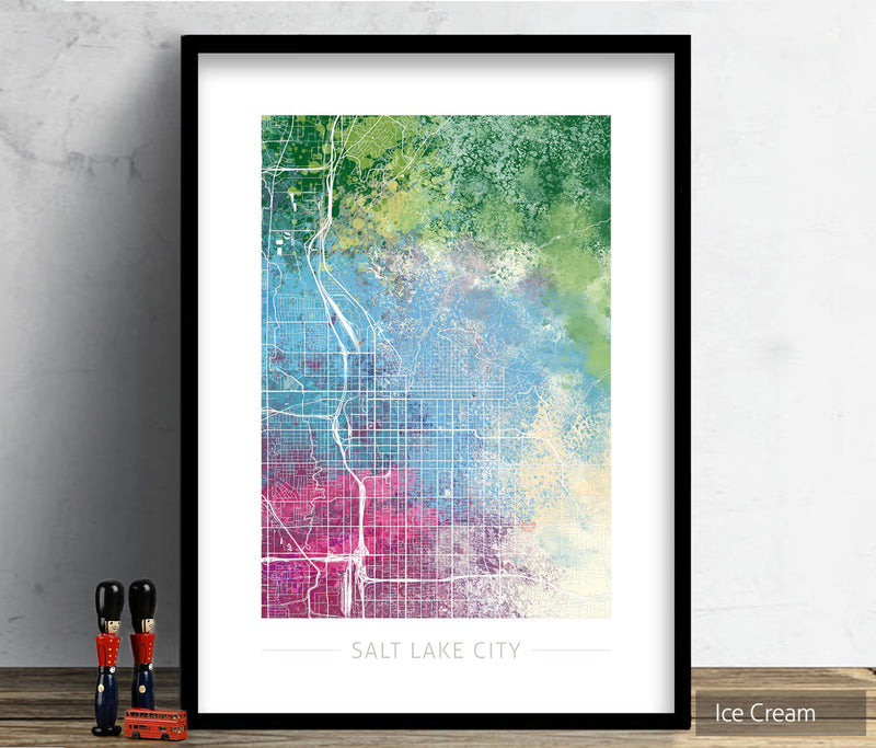 Salt Lake City Map: City Street Map, Utah - Nature Series Art Print