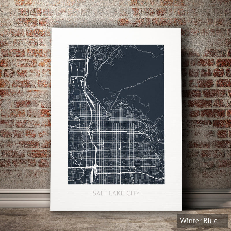 Salt Lake City Map: City Street Map Salt Lake City, Utah - Colour Series Art Print