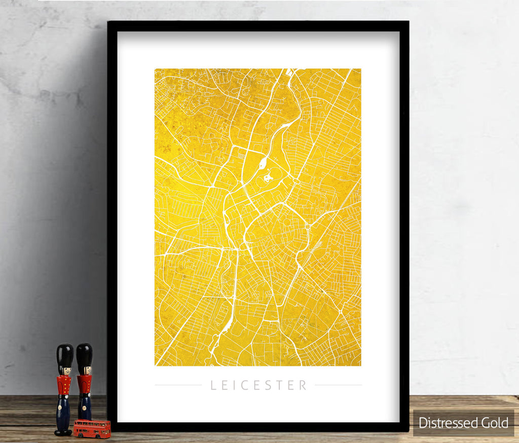 Leicester Map: City Street Map of Leicester, England UK - Colour Series Art Print