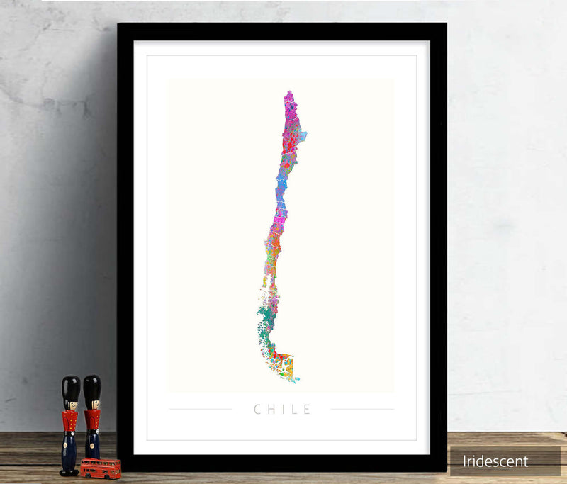 Chile Map: Country Map of Chile - Sunset Series Art Print