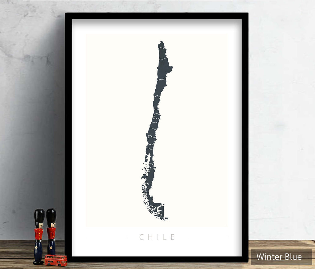 Chile Map: Country Map of Chile - Colour Series Art Print