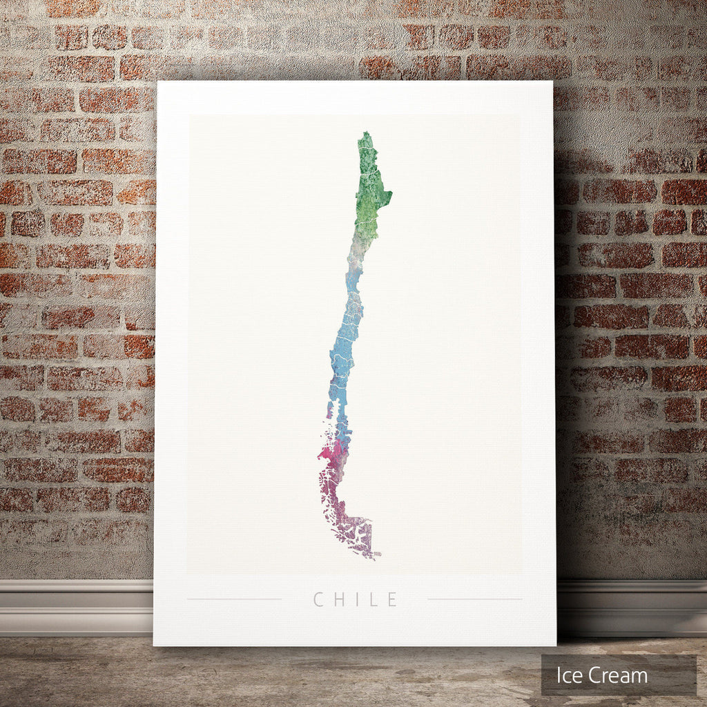 Chile Map: Country Map of Chile  - Nature Series Art Print