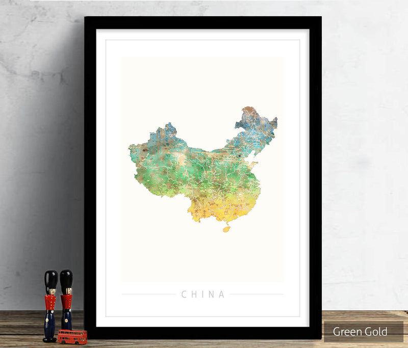 China Map: Country Map of China - Sunset Series Art Print