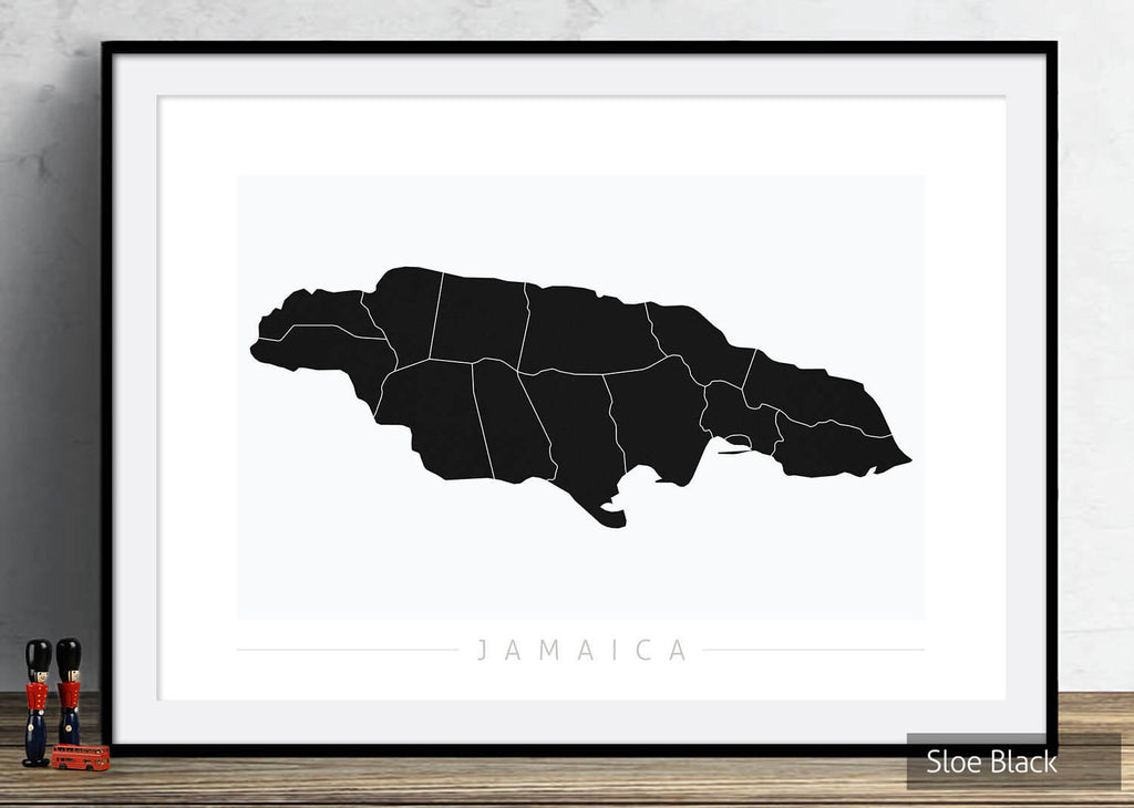 Jamaica Map: Country Map of Jamaica - Colour Series Art Print