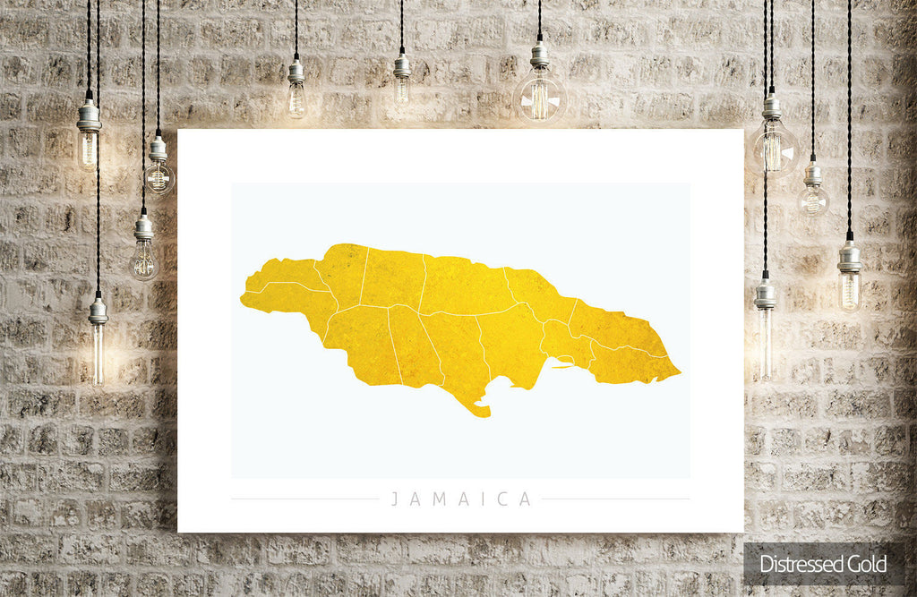 Jamaica Map: Country Map of Jamaica - Colour Series Art Print
