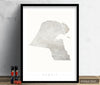 Kuwait Map: Country Map of Kuwait - Colour Series Art Print