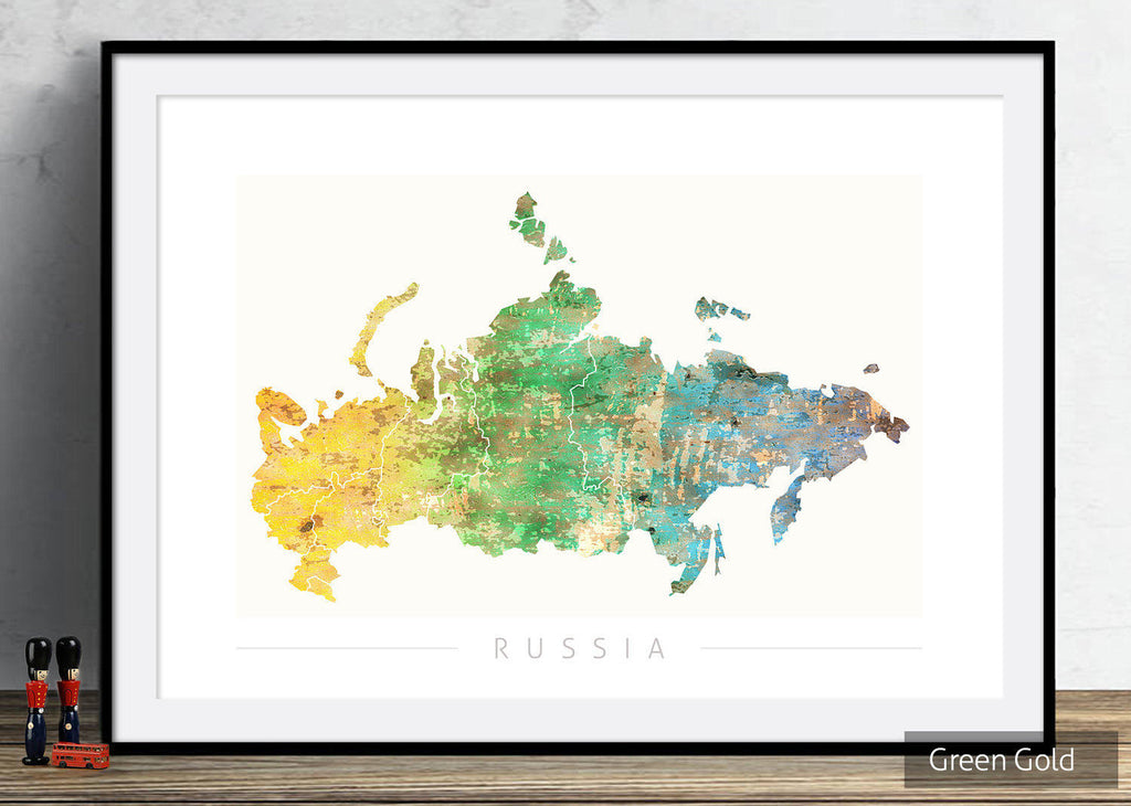 Russia Map: Country Map of Russia - Sunset Series Art Print