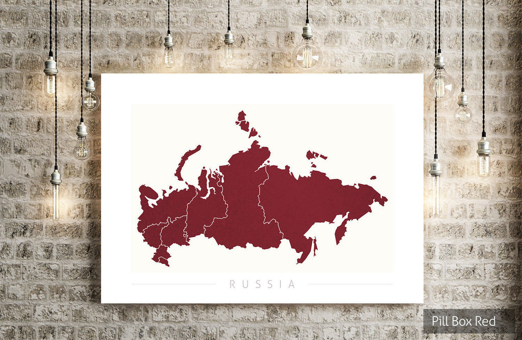 Russia Map: Country Map of Russia - Colour Series Art Print