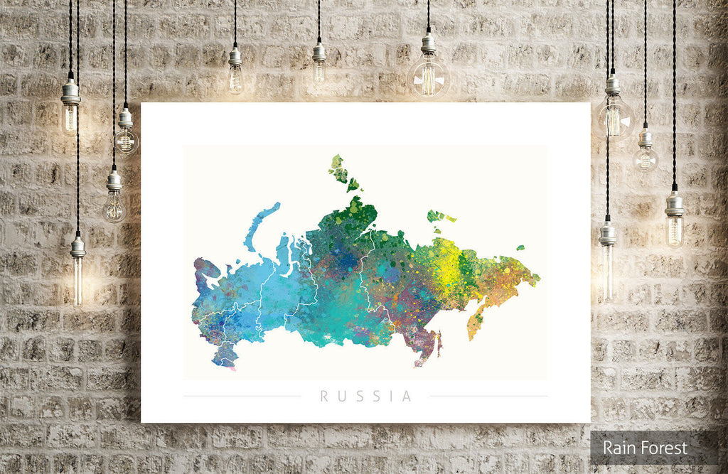 Russia Map: Country Map of Russia - Nature Series Art Print