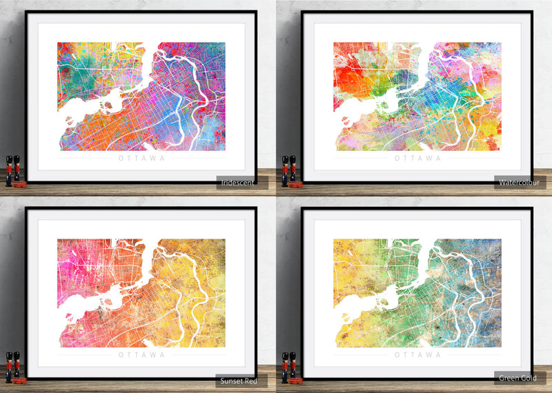 Ottawa Map: City Street Map of Ottawa, Ontario - Sunset Series Art Print