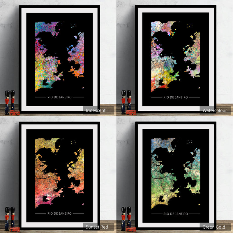 Rio De Janeiro Map: City Street Map of Rio, Brazil - Sunset Series Art Print