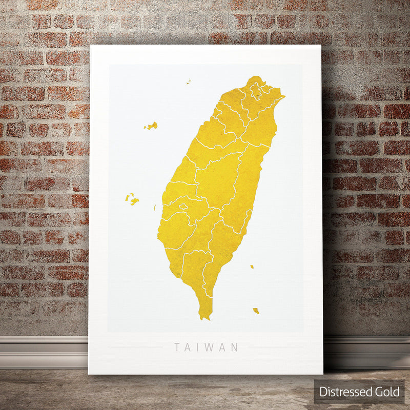 Taiwan Map: Country Map of Taiwan - Colour Series Art Print
